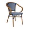 Merrick Lane Sacha Stacking Thonet Bistro Style Chair with Arms, PE Rattan Seat, and Bamboo Finished Metal Frame for Indoor/Outdoor Use